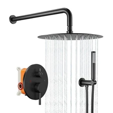 GarveeTech Round Shower System,Rainfall Shower Faucet Set Complete with High