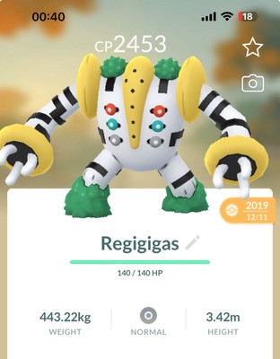 Regigigas 2018 2019 Pokemon GUARANTEED LUCKY Gen4 Go Pokémon Read Des Not Shiny