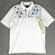 Callaway Opti-Dri Polo Shirt Mens M White Multi Color Geo Print Performance Golf