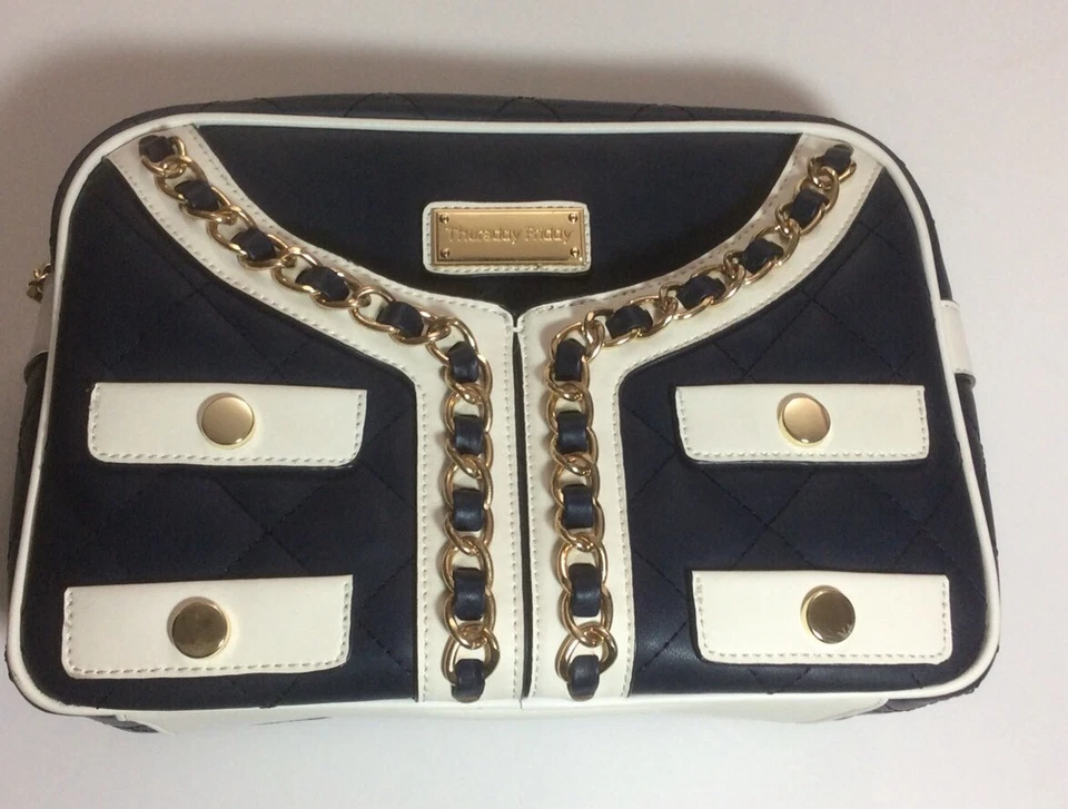Nearly New $175 Navy Leather Satchel Thursday Friday Bag EUC - Image 3 of 4
