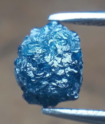 Diamant Brut Naturel Bleu De 2,05 Carats - Non Taillé, Qualité Fancy, Origine Inde Et Afrique Du Sud