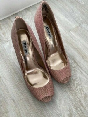 Dune Pink sparkle Peeptoe Court heeled shoes, size 38 UK