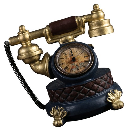 1pc Retro Resin Clock Decoration Household Desktop Clock Ornament (Golden) - Bild 8 von 12