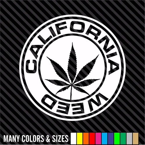 California Weed Marijuana Ganja Pot Grass Smoking Car Bumper Vinyl Sticker Decal - Picture 1 of 15