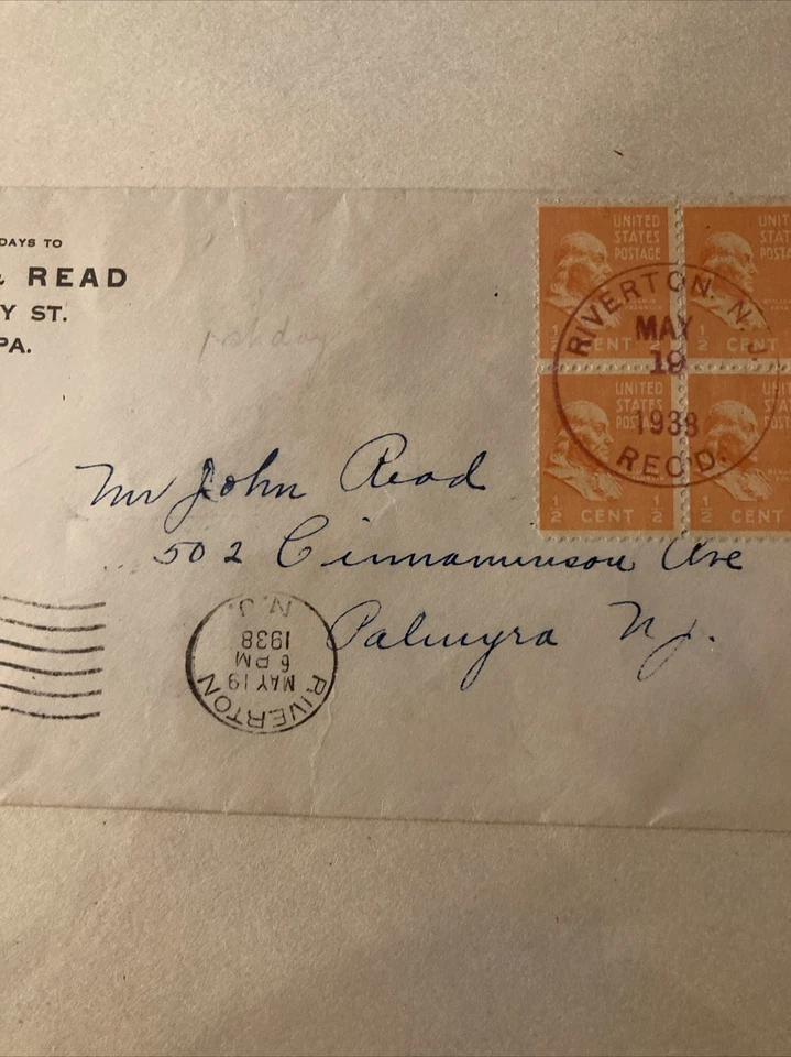 1938 1/2c Benjamin Franklin first day of issue May 19, 1938 block of four. - Image 3 of 4