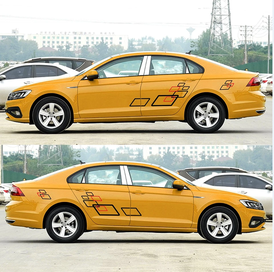 Pegatinas deportivas de carreras carrocería de coche puertas laterales calcomanías vinilo gráficos geométricos hágalo usted mismo Foto 3 de 4