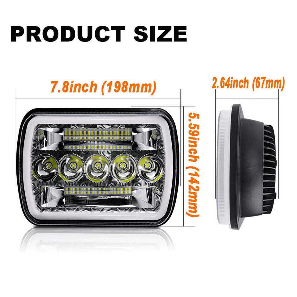 Par de faros LED 7X6" 5X7 para Freightliner FL50 FL60 FL70 FL80 MT35 MT45 MT55 Foto 4 de 4