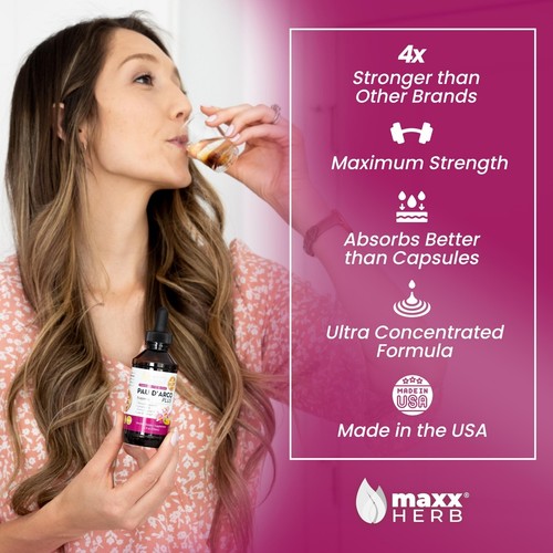 Extracto de hierba Maxx Pau D'Arco, diente de león y trébol rojo para desintoxicación y limpieza, 4 oz - Imagen 2 de 6