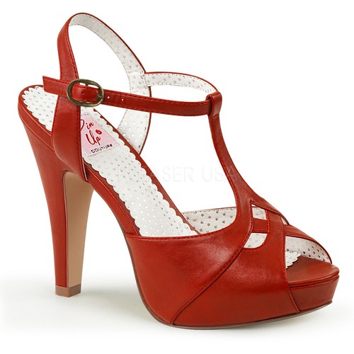 Red Peep Toe 1950s Vintage Style Pinup 