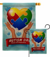 Autism Day Garden Flag Support Awareness Decorative Small Gift Yard House Banner