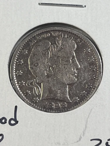 1898 US Barber Silver Quarter Cleaned