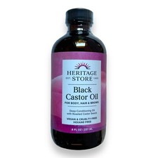 Black Castor Oil, 8 fl oz 237 ml - For Body, Hair  Brows - By Heritage Store