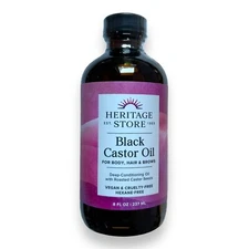Black Castor Oil, 8 fl oz (237 ml) - For Body, Hair & Brows - By Heritage Store