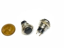 2 x Black small N/O Momentary 12mm push button Switch round 12v on off G23