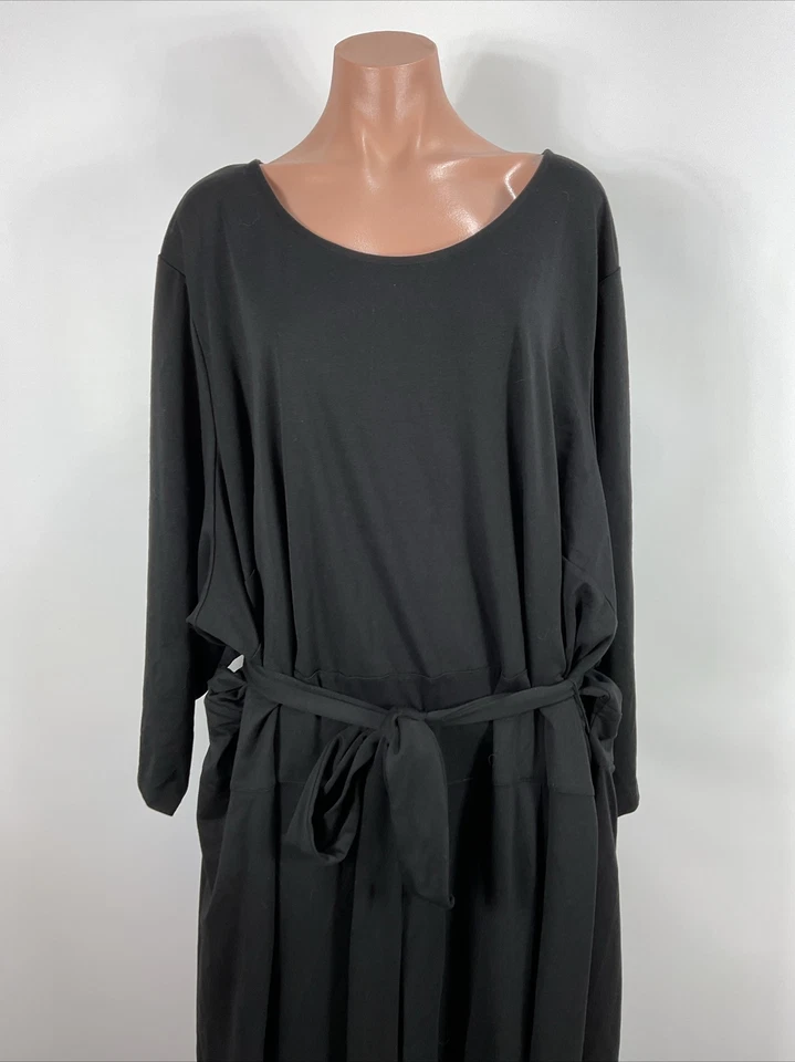 LANE BRYANT Black LENA WIDE LEG BELTED JUMPSUIT SZ 34/36 3/4 Sleeve - Image 3 of 4