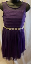 Sequin Hearts Girls Party Dress Size 14 Dark Purple Lined Sleeveless