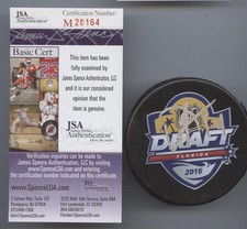 DYLAN STROME SIGNED 2015 NHL DRAFT PUCK ARIZONA COYOTES JSA AUTHENTICATED M28164