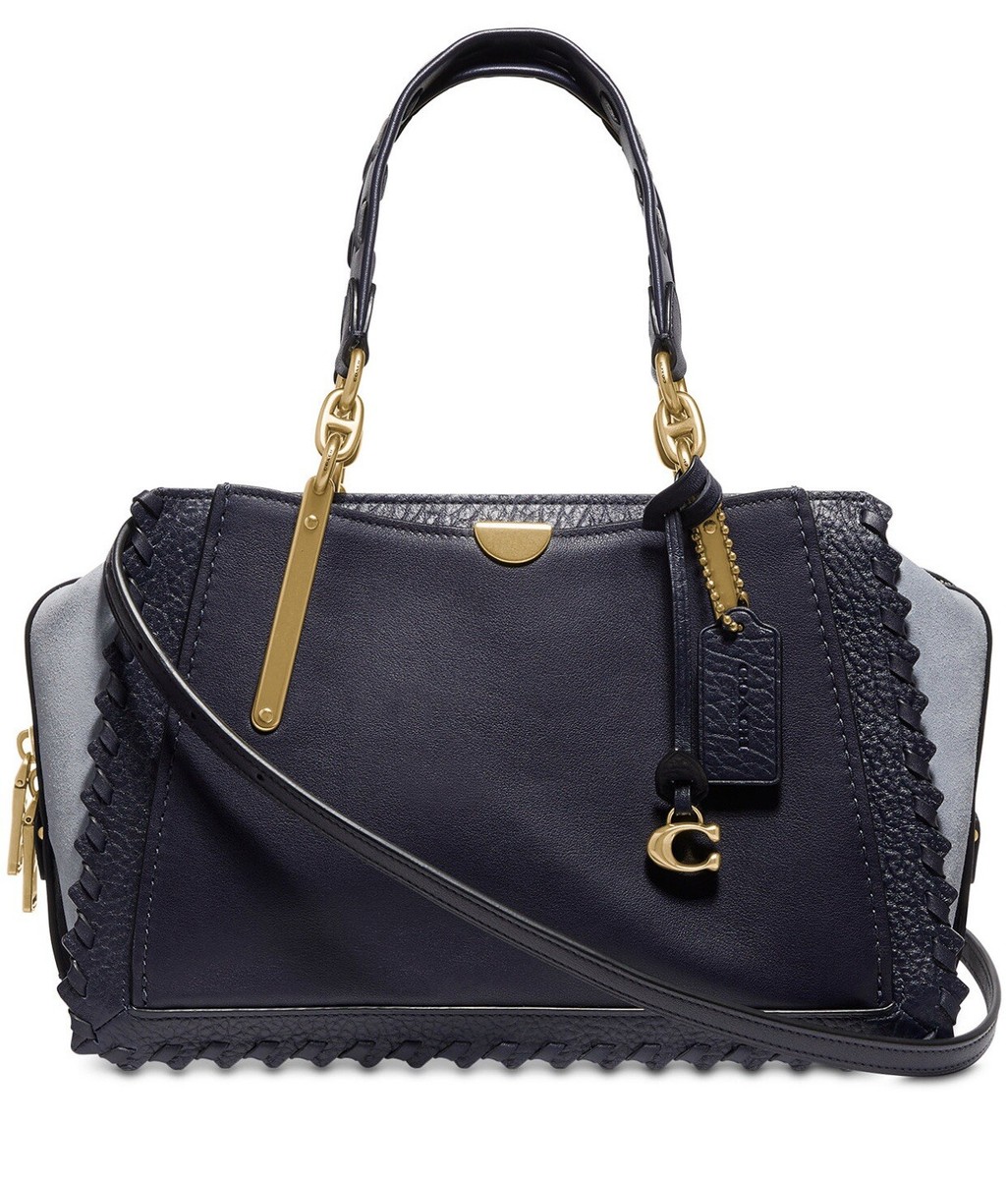 Coach Dreamer Ink Multi Whipstitch Colorblock Leather Suede