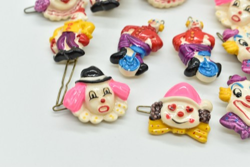 Vintage Clown Hair Barettes - LOT OF 12, Clip Retro Circus, Nostalgia 1980s - Picture 5 of 6