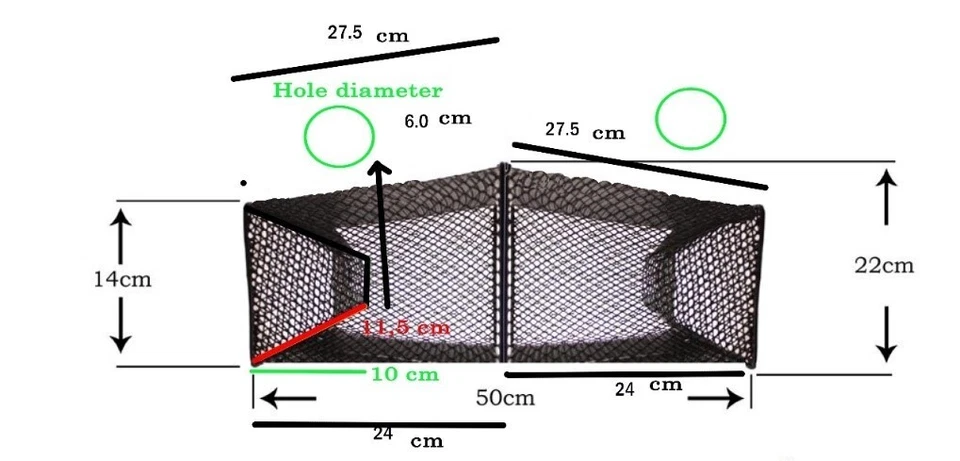 Paquete de 6 trampas para camarones camarones camarones cangrejo KUFA (Tamaño: 20"x12"x10") S44x6 Foto 2 de 4