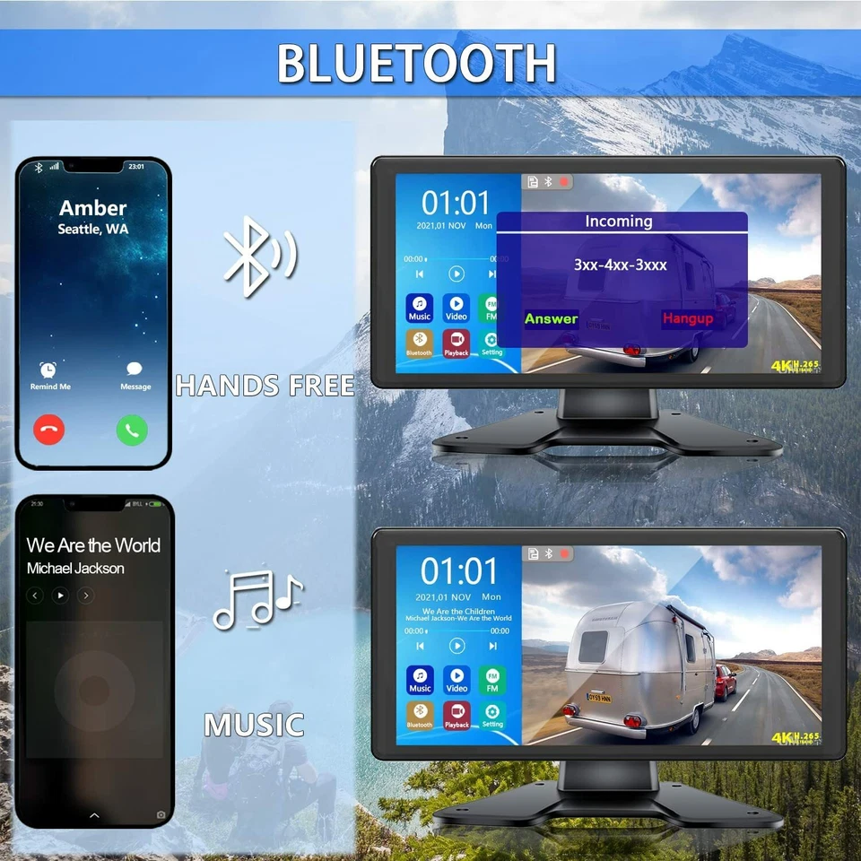 9" IPS Quad Monitor DVR 4 Backup Camera For Truck Bus Trailer Caravan RV Reverse - Image 2 of 4