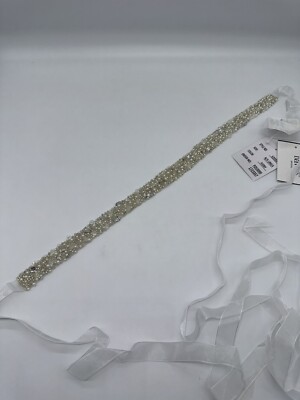 Davids Bridal Ivory Pearl Crystal Bead Rhinestone Belt Sash  display picture 1