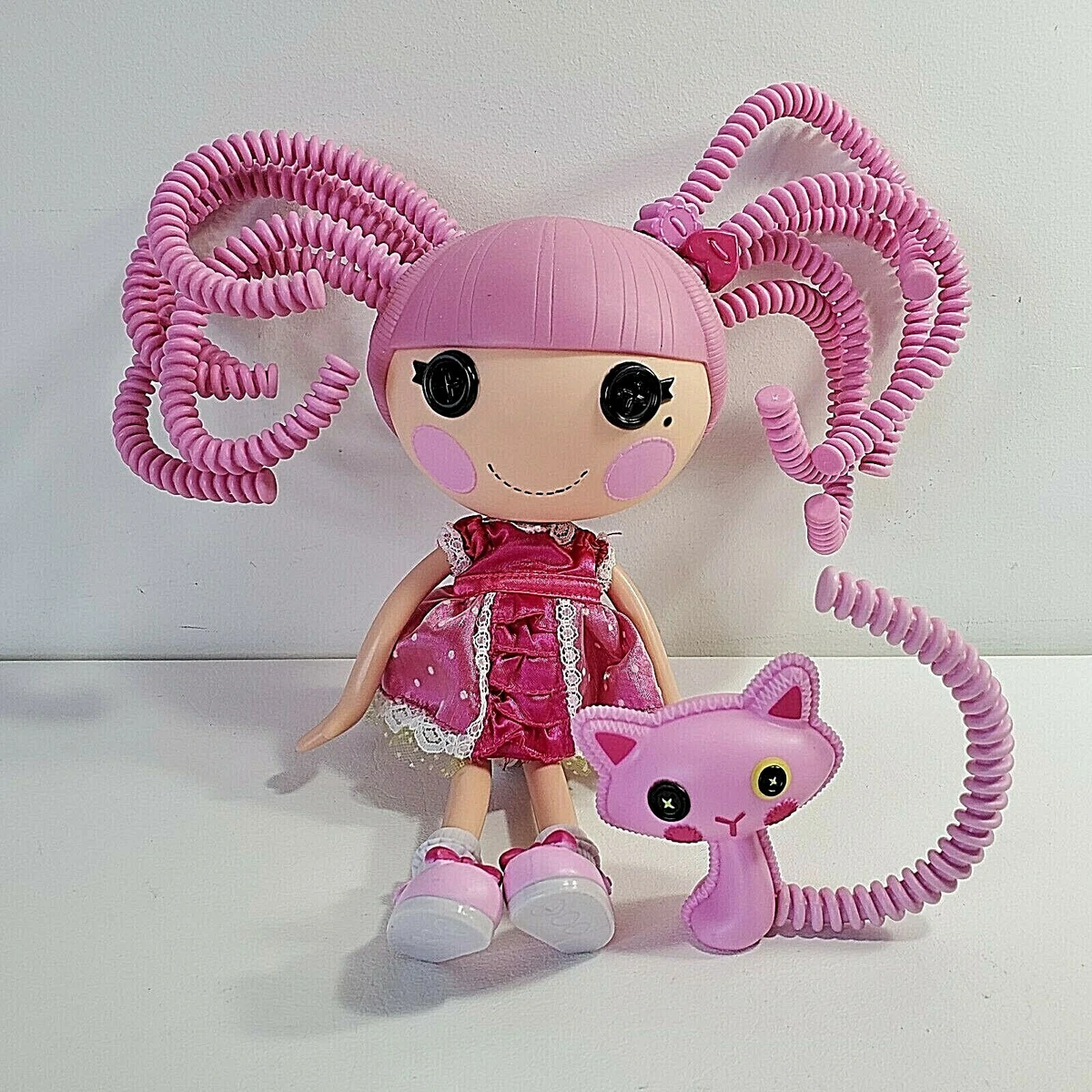 Doll with button eyes and pink hotsell hair