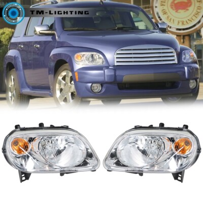 For 2006-2011 Chevy HHR Left+Right Headlights Chrome Halogen Replacement Pair