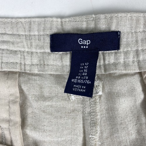 GAP Outlet Damen 12 Flachs Leinen Baumwolle khaki Bündchen Shorts Taschen Kordelzug - Bild 3 von 5