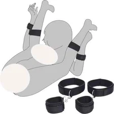 BDSM Restrain Bondage Padded Wrist Thigh Cuffs Adjustable Handcuffs Leg Straps 