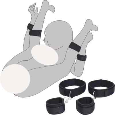 Bed Restraint Bondage Harness Handcuffs Ankle Wrist Cuffs Eye Mask for Couple SM