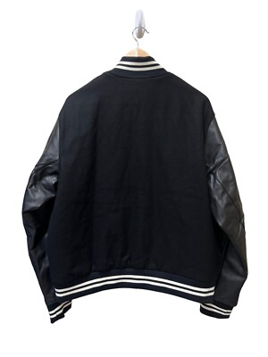 Nike Authentics Varsity Bomber Jacket Black Leather Men's