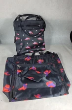 Lot Of 2 Red Hat Society Woman's Carryall Tote Bag Purse Black Purple Red