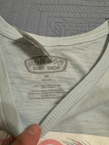 NWT Ron Jon Surf Shop Blue Sleeveless Graphic Knotted Tank Top Medium - Picture 6 of 11