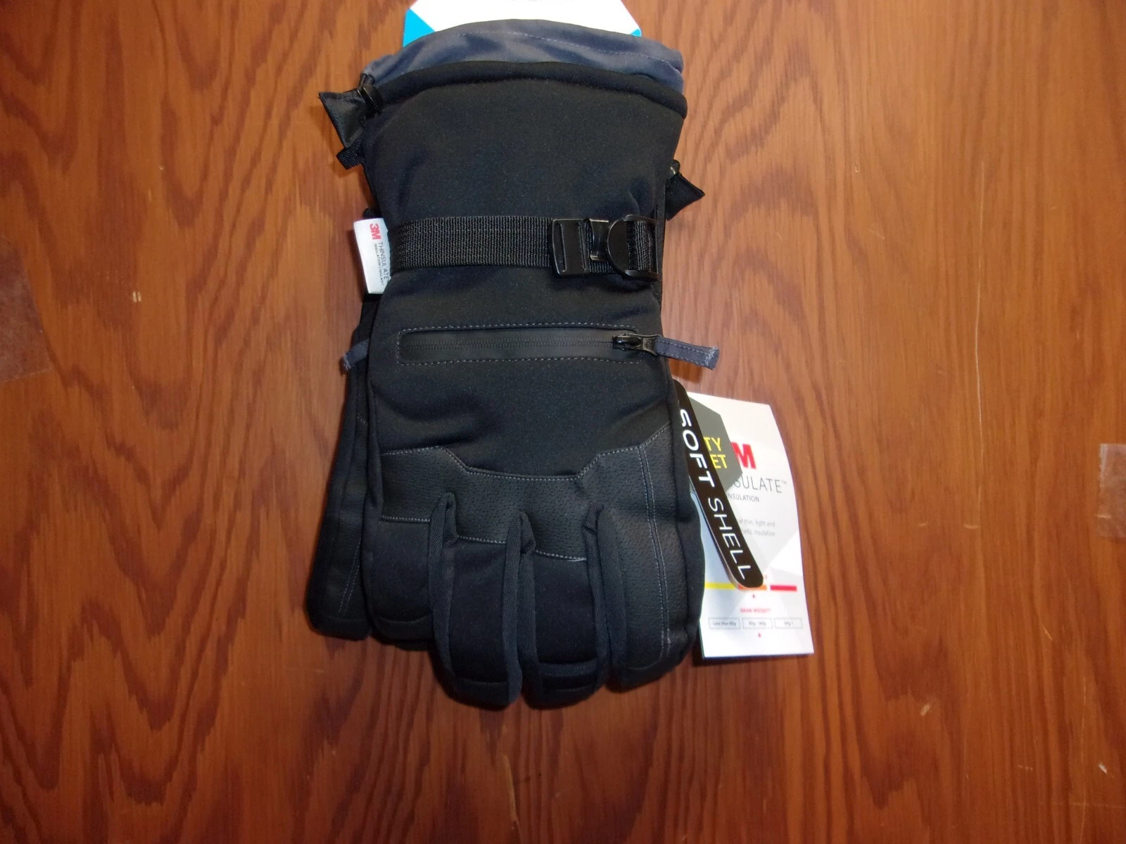 NEW MEN'S COLDFRONT SOLF SHELL3M THINSULATE BLACK WIN9ER GLOVES w. POCKET