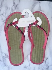 Accessorize Monsoon Seagrass Flip Flops Size S Small UK 3 4 Pink Moonstone Bead