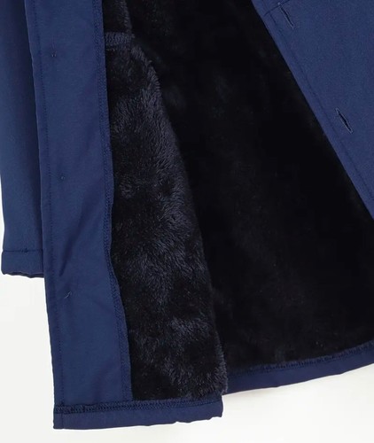 Girls Fleece Winter Coat Button Jacket School Uniform Cozy Navy Blue Fur Warm 4T - Picture 4 of 6