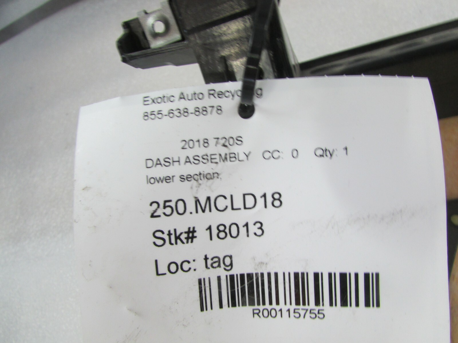 Mclaren 720S, Lower Dash Assembly Section, Used
