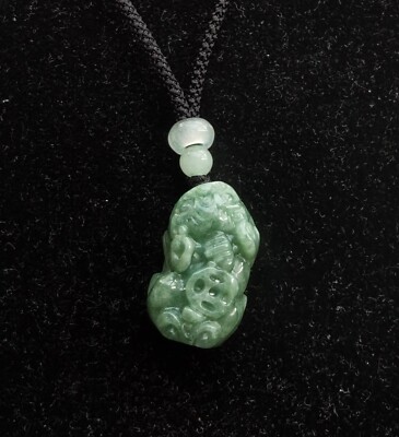 Pixiu dragon natural green jadeite jade stone pendant,A,man
