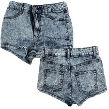 Sneak Peek Womens Acid Washed Jean Shorts Size Small High Waist Fit