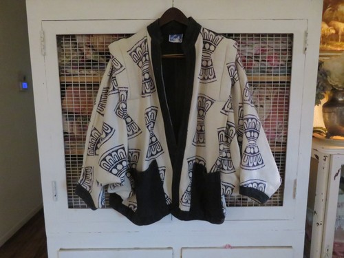 Vintage Made in Nepal Cheppu Boho Coat Jacket Bat Wing Big Shoulders Tribal - 第 1/11 張圖片