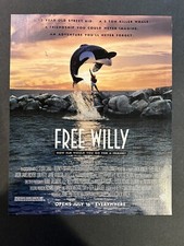 Vtg 1990s Free Willie Movie AD, Lori Petty, MIchael Madsen-Killer Whale