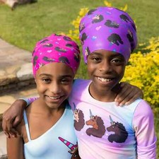 bundle of 2 Swim Cap Set Afro Unicorn perfect solution protect long volum hair