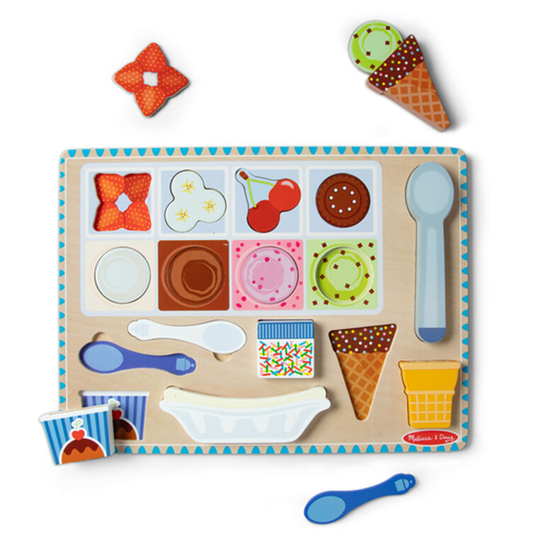 Melissa & Doug - Wooden Magnetic Ice Cream Puzzle and Play set