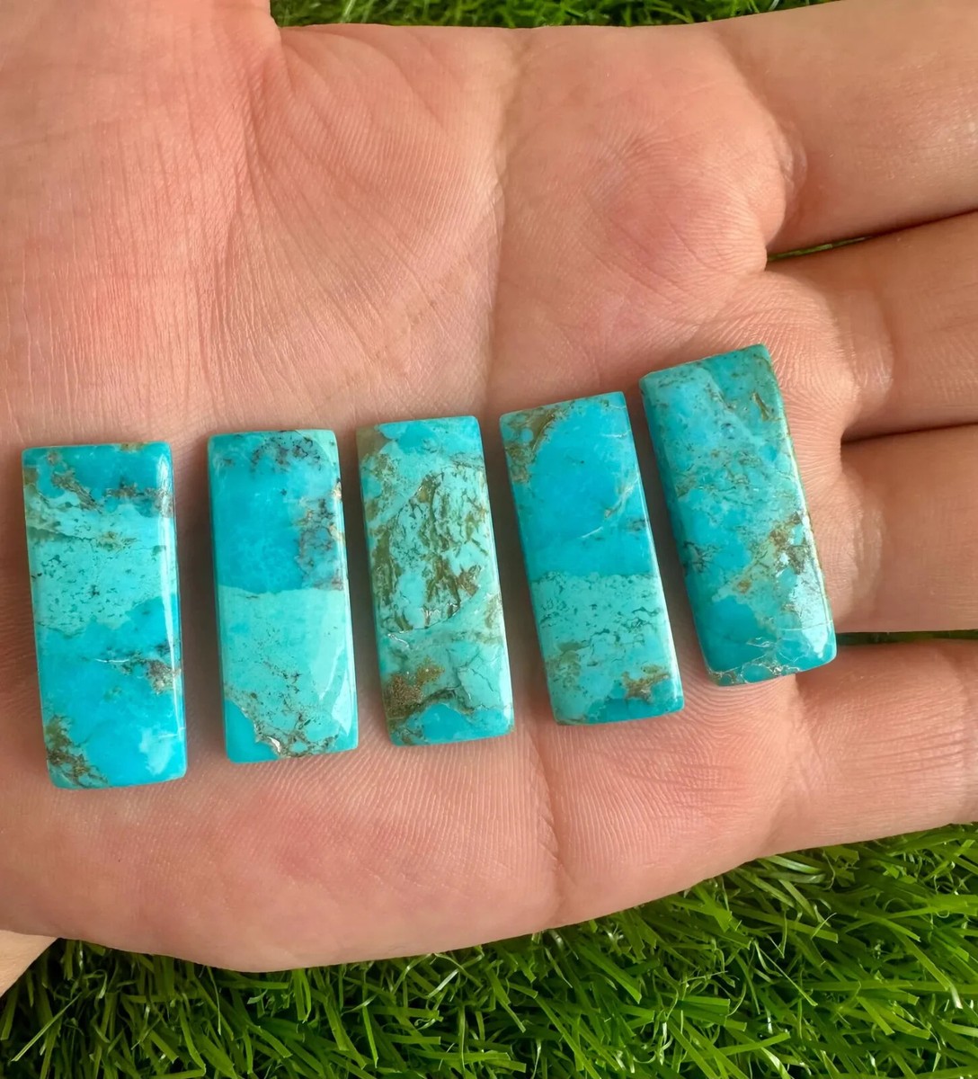 Natural Blue Mohave Turquoise 12x30MM Rectangle cabochon 5Pcs Lot