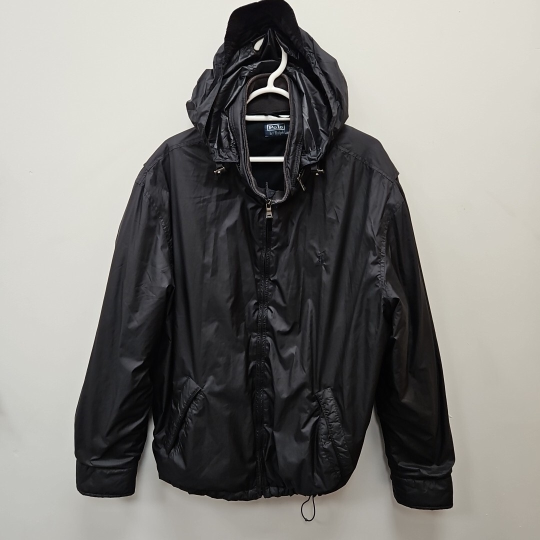 PONY Ralph Lauren Polo Softshell Leggera Cappuccio Retrattile Mono Giacca Nera XL