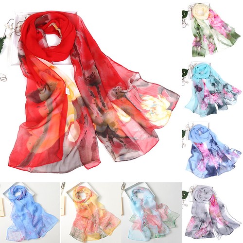 Long Soft Chiffon Scarf Plain Sheer Wrap Shawl Womens Large Stole Neck Scarves♧ - Picture 13 of 93