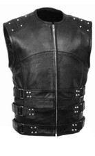Mens Bikers Waistcoat SWAT Style Genuine Black Leather Vest