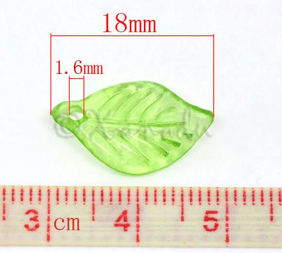 Colgantes de hojas acrílicas amarillas esmeriladas de 18 mm C9589 -50, 100 o 200 piezas Foto 2 de 4