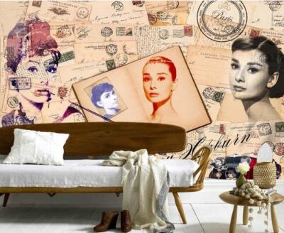 3D Elegant Hepburn G16590 Wallpaper Wall Murals Removable Self-adhesive Honey